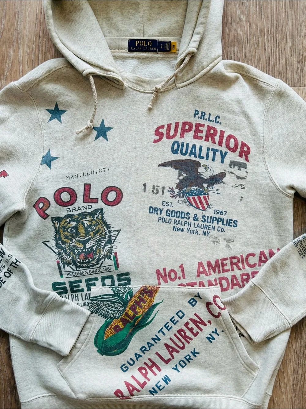 Rare Polo Ralph Lauren Graphic Logo Hoodie Sweatshirt